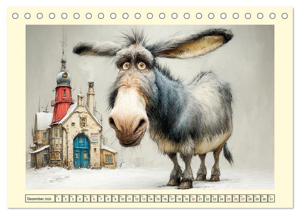 Produktbild: Esel mit Haltung. Karikaturen zwischen Humor und Melancholie (Tischkalender 2026 DIN A5 quer), CALVENDO Monatskalender