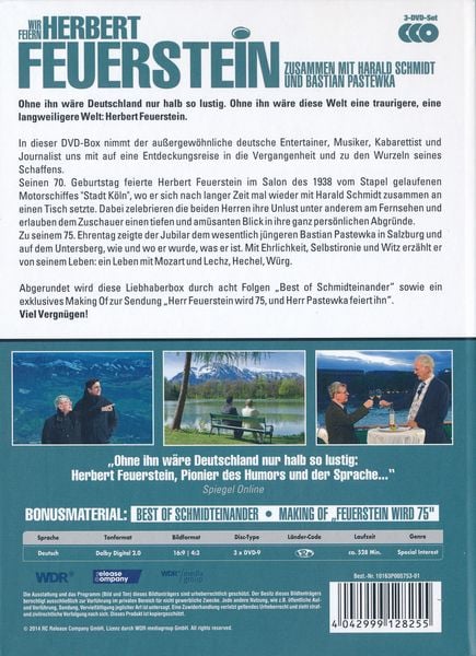 Produktbild: Wir feiern Herbert Feuerstein - Mein Leben mit Mozart und Lechz, Hechel, W&uuml;rg [3 DVD]
