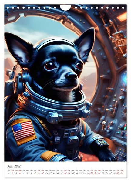 Produktbild: Chihuahua Adventure in Space (Wall Calendar 2026 DIN A4 portrait), CALVENDO 12 Month Wall Calendar