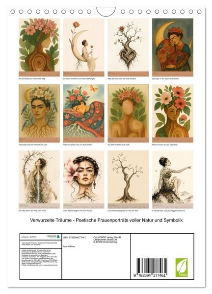 Produktbild: Verwurzelte Tr&auml;ume - Poetische Frauenportr&auml;ts voller Natur und Symbolik (Wandkalender 2027 DIN A4 hoch), CALVENDO Monatskalender