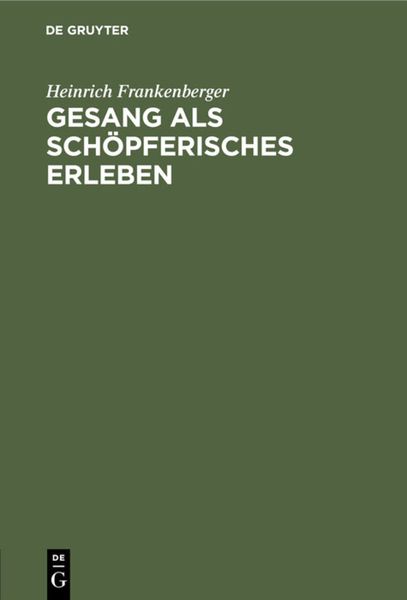 Produktbild: Gesang als sch&ouml;pferisches Erleben