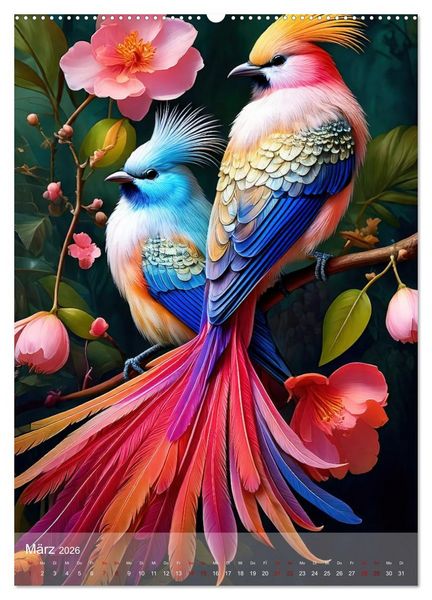 Produktbild: Exotische Harmonie - Paradiesv&ouml;gel und Blumenpracht (Wandkalender 2026 DIN A2 hoch), CALVENDO Monatskalender