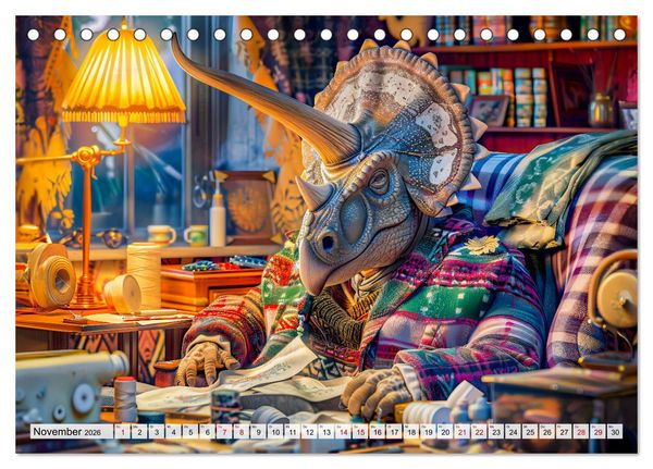 Produktbild: Dinosaurier-Alltag - Wenn sie nicht ausgestorben w&auml;ren! (Tischkalender 2026 DIN A5 quer), CALVENDO Monatskalender