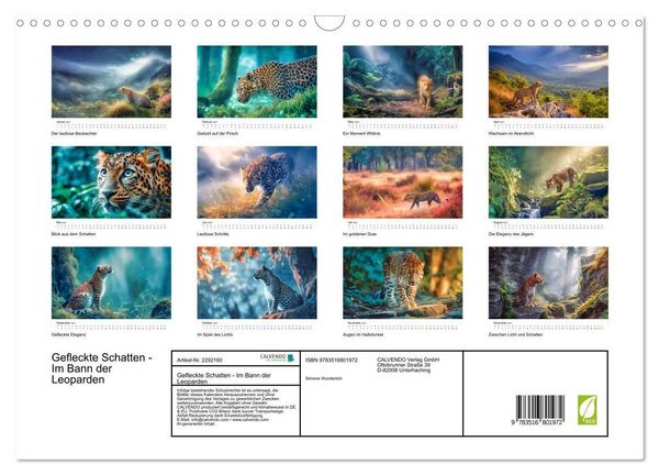 Produktbild: Gefleckte Schatten - Im Bann der Leoparden (Wandkalender 2027 DIN A3 quer), CALVENDO Monatskalender