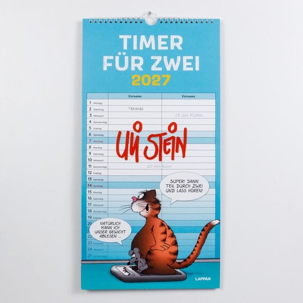 Produktbild: Uli Stein Timer f&uuml;r zwei 2027: Monatskalender f&uuml;r die Wand