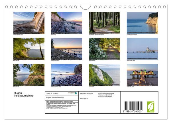 Produktbild: R&uuml;gen - Inseltraumblicke (Wandkalender 2026 DIN A4 quer), CALVENDO Monatskalender