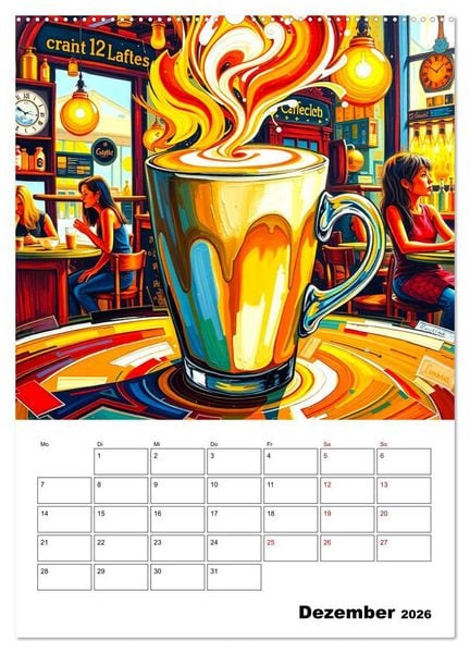 Produktbild: Kaffee trifft Kunst - Aromatische Pinselstriche (hochwertiger Premium Wandkalender 2026 DIN A2 hoch), Kunstdruck in Hochglanz