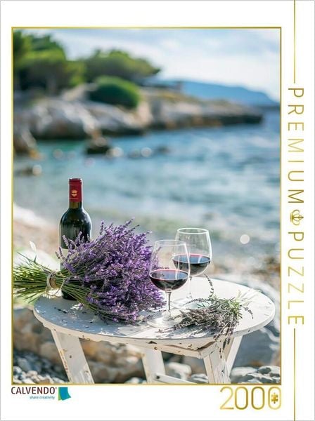 CALVENDO Puzzle Strandrendevouz mit Lavendel | 2000 Teile Lege-Größe 90x67cm Foto-Puzzle für glückliche Stunden