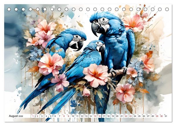 Produktbild: Papageien - Fliegende Edelsteine (Tischkalender 2026 DIN A5 quer), CALVENDO Monatskalender