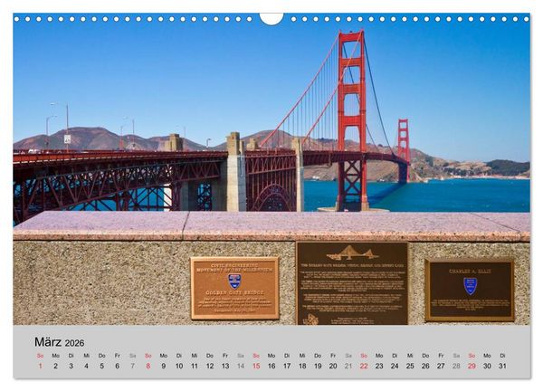 Produktbild: GOLDEN GATE BRIDGE Faszination San Francisco (Wandkalender 2026 DIN A3 quer), CALVENDO Monatskalender