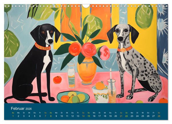 Produktbild: Hunde Kunstwerke - Hunde im Stil des Fauvismus k&uuml;nstlerisch gestaltet (Wandkalender 2026 DIN A3 quer), CALVENDO Monatskalender