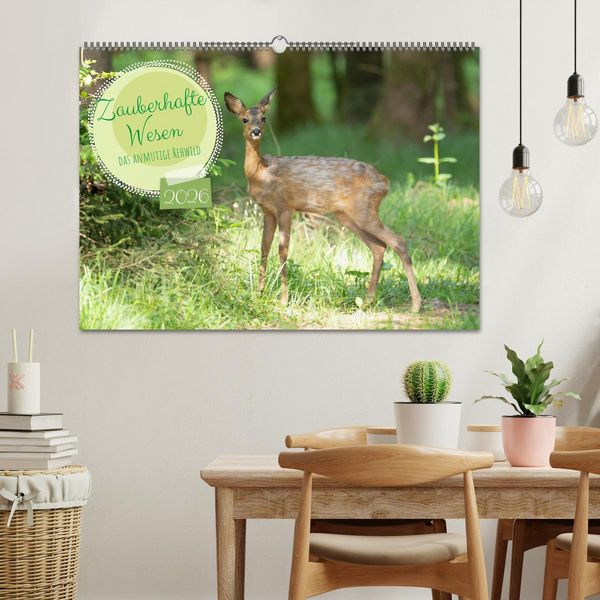 Produktbild: Zauberhafte Wesen - anmutiges Rehwild (Wandkalender 2026 DIN A2 quer), CALVENDO Monatskalender