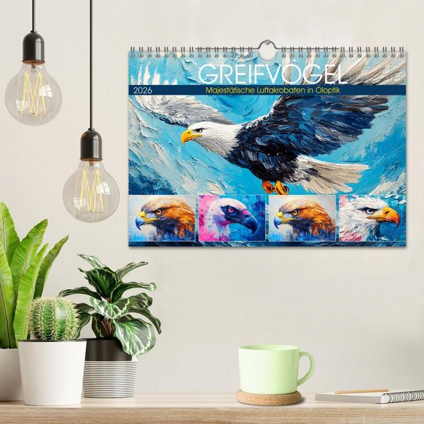 Produktbild: Greifv&ouml;gel. Majest&auml;tische Luftakrobaten in &Ouml;loptik (Wandkalender 2026 DIN A4 quer), CALVENDO Monatskalender