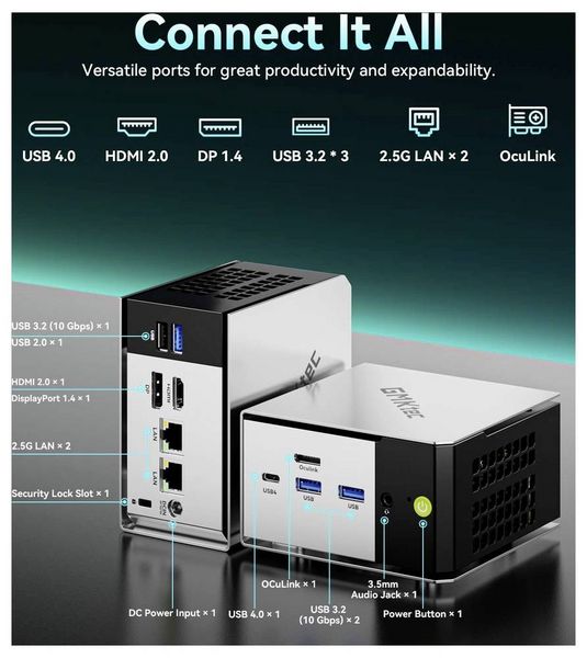 Produktbild: GMKtec Mini PC G3S-2 Intel&reg; Processor N95 16+512GB Intel&reg; Processor N95 3.4GHz 16GB RAM 512GB SSD Intel UHD Graphics Win 11 Pro G