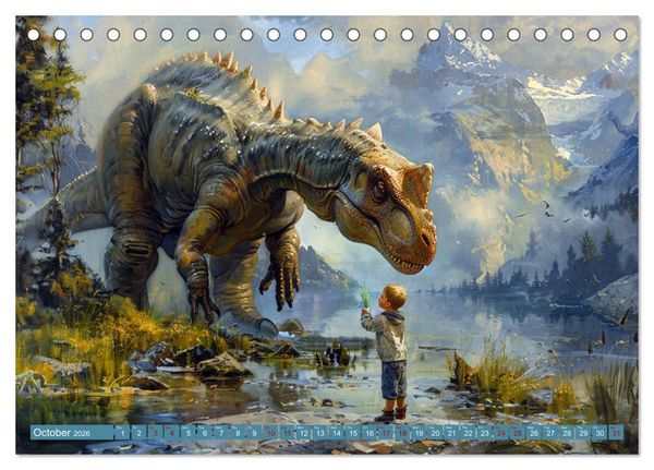 Produktbild: Dinosaur Legends (Desk Calendar 2026 DIN A5 landscape), CALVENDO 12 Month DeskCalendar