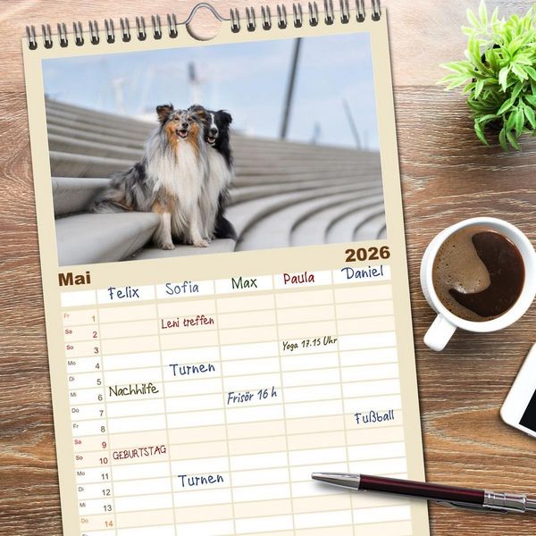 Produktbild: Familienplaner 2026 - Hunde in der City - Unterwegs in Hamburg mit 5 Spalten (Wandkalender, 21 x 45 cm) CALVENDO