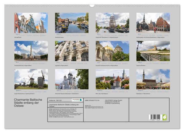 Produktbild: Charmante Baltische St&auml;dte entlang der Ostsee (Wandkalender 2026 DIN A2 quer), CALVENDO Monatskalender