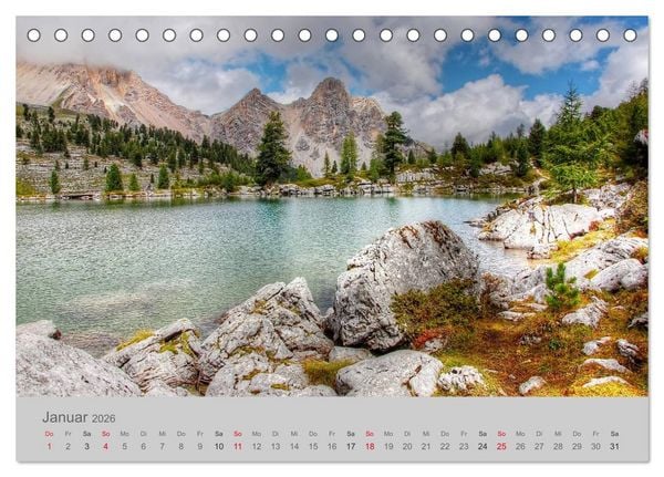 Produktbild: Traumkulissen in den Dolomiten (Tischkalender 2026 DIN A5 quer), CALVENDO Monatskalender