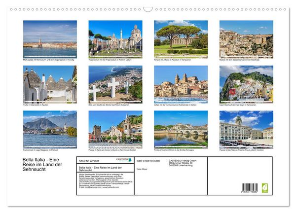 Produktbild: Bella Italia - Eine Reise im Land der Sehnsucht (Wandkalender 2026 DIN A2 quer), CALVENDO Monatskalender