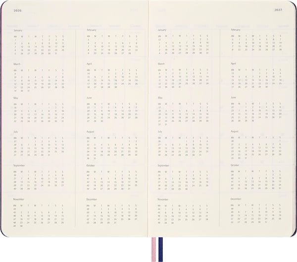 Produktbild: Moleskine Sakura 18 Monate Wochen Notizkalender 2025/2026, L/A5, 1 Wo = 1 Seite , rechts linierte Seite, fester Einband, liniert