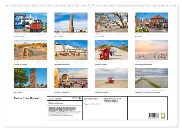 Produktbild: Meine Insel Borkum (Wandkalender 2026 DIN A2 quer), CALVENDO Monatskalender