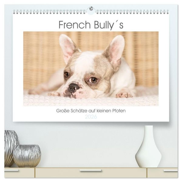 Produktbild: French Bully&acute;s - Gro&szlig;e Sch&auml;tze auf kleinen Pfoten (hochwertiger Premium Wandkalender 2026 DIN A2 quer), Kunstdruck in Hochglanz