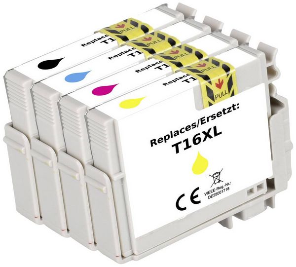 Produktbild: Renkforce Druckerpatrone ersetzt Epson 16XL, T1636, T1631, T1632, T1633, T1634 Kompatibel Kombi-Pack Schwarz, Cyan, Magenta, Gelb RF-5718868