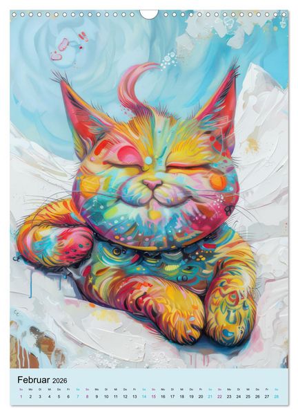 Produktbild: Katzen im expressionistischen Stil (Wandkalender 2026 DIN A3 hoch), CALVENDO Monatskalender