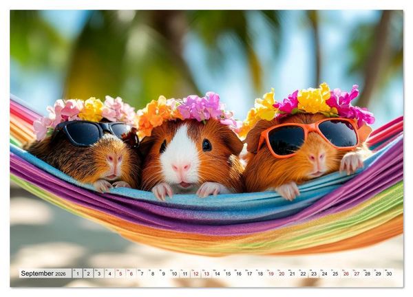 Produktbild: Meerschweinchen - Hauptsache Urlaub (Wandkalender 2026 DIN A4 quer), CALVENDO Monatskalender