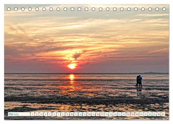 Produktbild: Sonnenunterg&auml;nge, an der Nordseek&uuml;ste vor Cuxhaven (Tischkalender 2026 DIN A5 quer), CALVENDO Monatskalender