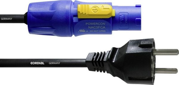 Produktbild: Cordial CFCA 1,5 S Strom Anschlusskabel [1x Schutzkontakt-Stecker - 1x PowerCon-Stecker] 1.50 m Blau