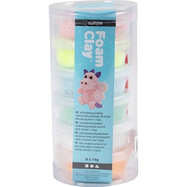 Produktbild: Creativ Company Foam Clay Glitter, Pastellfarben, 6x14g