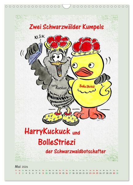 Produktbild: Bollenhut Cartoons (Wandkalender 2026 DIN A3 hoch), CALVENDO Monatskalender