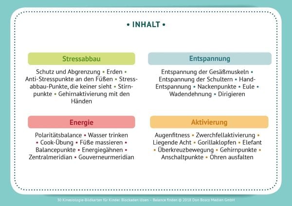 Produktbild: 30 Kinesiologie-Bildkarten für Kinder
