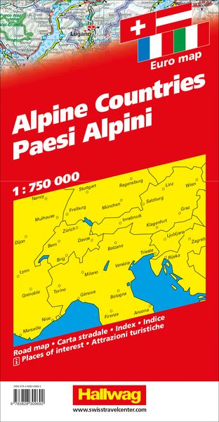 Alpenländer Strassenkarte 1:750 000