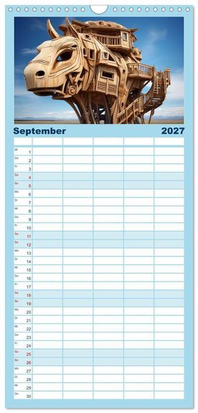 Produktbild: Familienplaner 2027 - Baumh&auml;user - Traumhafte Luftschl&ouml;sser mit 5 Spalten (Wandkalender, 21 x 45 cm) CALVENDO