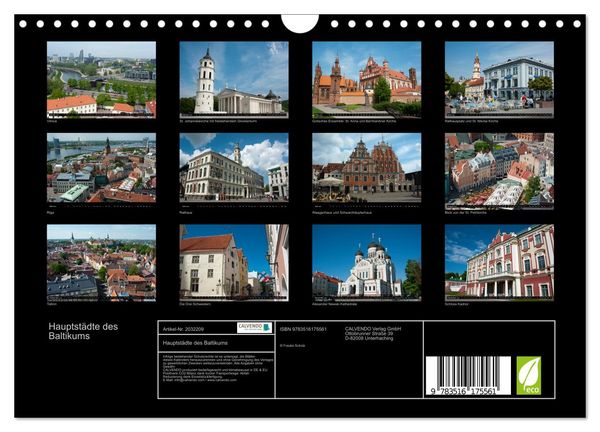 Produktbild: Hauptst&auml;dte des Baltikums (Wandkalender 2026 DIN A4 quer), CALVENDO Monatskalender
