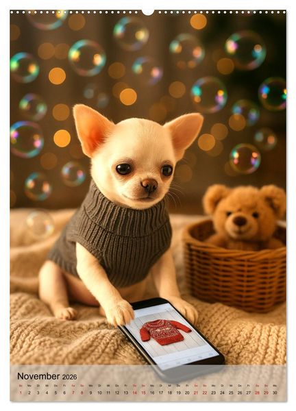 Produktbild: Chihuahua Diamonds &ndash; Magic Moments mit unseren sch&ouml;nsten Welpen aller Zeiten (Wandkalender 2026 DIN A2 hoch), CALVENDO Monatskalender