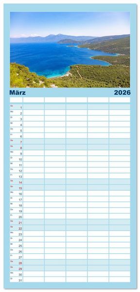 Produktbild: Familienplaner 2026 - Samos. Griechische Inselsch&ouml;nheit mit 5 Spalten (Wandkalender, 21 x 45 cm) CALVENDO