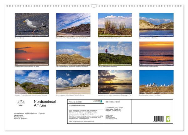 Produktbild: Nordseeinsel Amrum (Wandkalender 2026 DIN A2 quer), CALVENDO Monatskalender