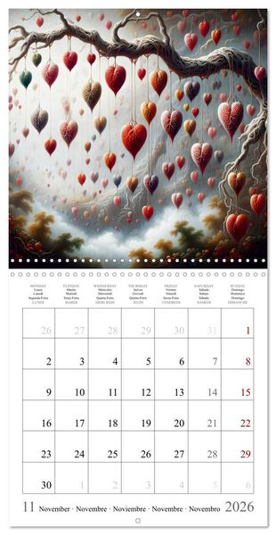 Produktbild: Branches du c&oelig;ur (Calendrier mural carr&eacute; 2026 30x30 cm) Calendrier double avec une page pour vos prises de notes