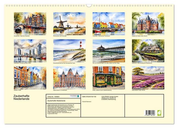 Produktbild: Zauberhafte Niederlande (Wandkalender 2026 DIN A2 quer), CALVENDO Monatskalender