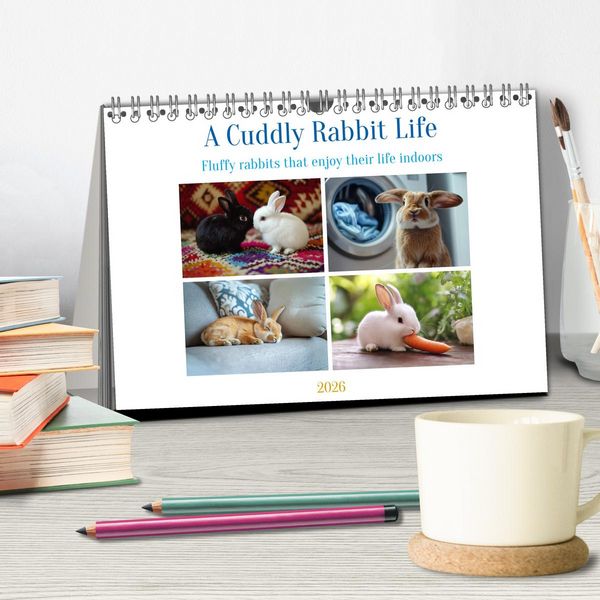 Produktbild: A Cuddly Rabbit Life (Desk Calendar 2026 DIN A5 landscape), CALVENDO 12 Month DeskCalendar