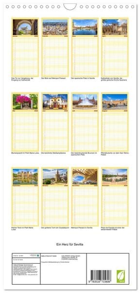 Produktbild: Familienplaner 2026 - Ein Herz f&uuml;r Sevilla mit 5 Spalten (Wandkalender, 21 x 45 cm) CALVENDO