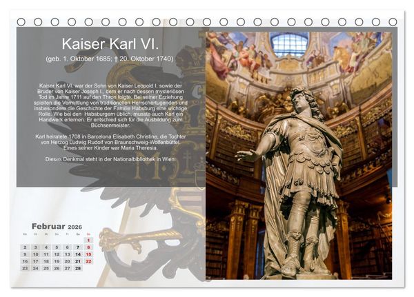 Produktbild: Auf den Spuren der Habsburger (Tischkalender 2026 DIN A5 quer), CALVENDO Monatskalender