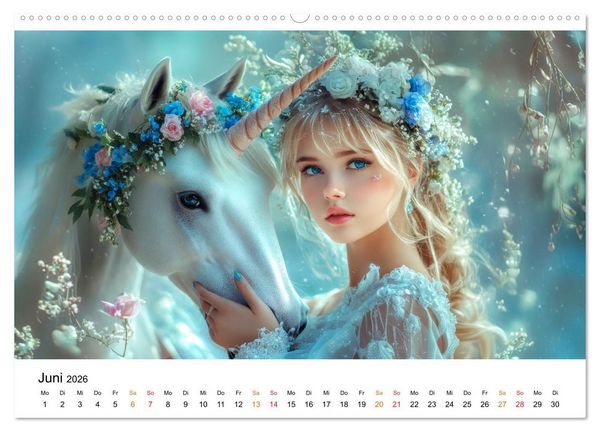 Produktbild: Einhorn-Welten - zwischen Fantasie und Wirklichkeit (Wandkalender 2026 DIN A2 quer), CALVENDO Monatskalender