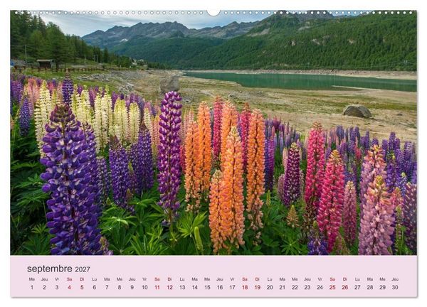 Produktbild: Montagnes, lacs et chalets dans la vall&eacute;e d'Aoste (Calendrier mural 2027 DIN A2 vertical) calendrier de bureau