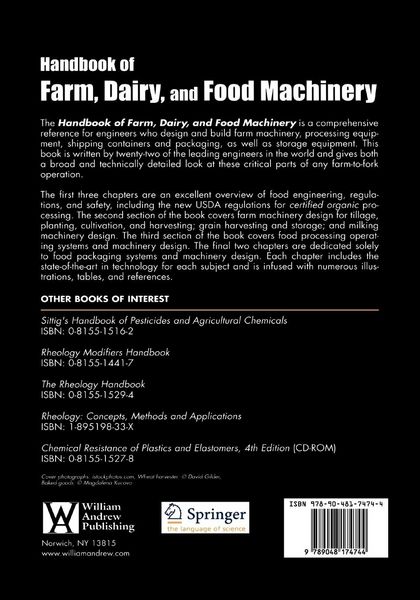 Produktbild: Handbook of Farm, Dairy and Food Machinery