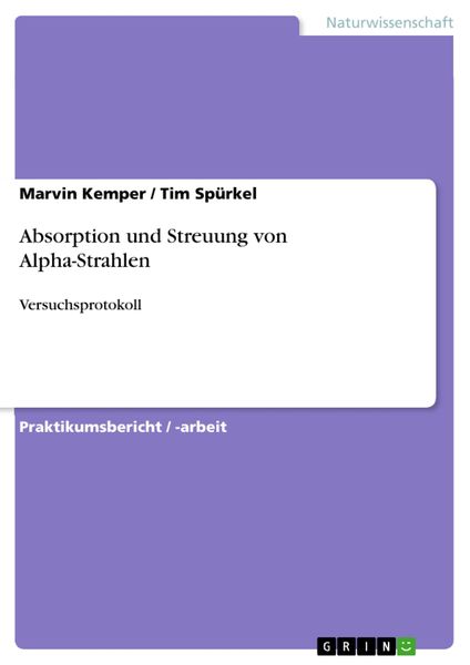 Produktbild: Absorption und Streuung von Alpha-Strahlen