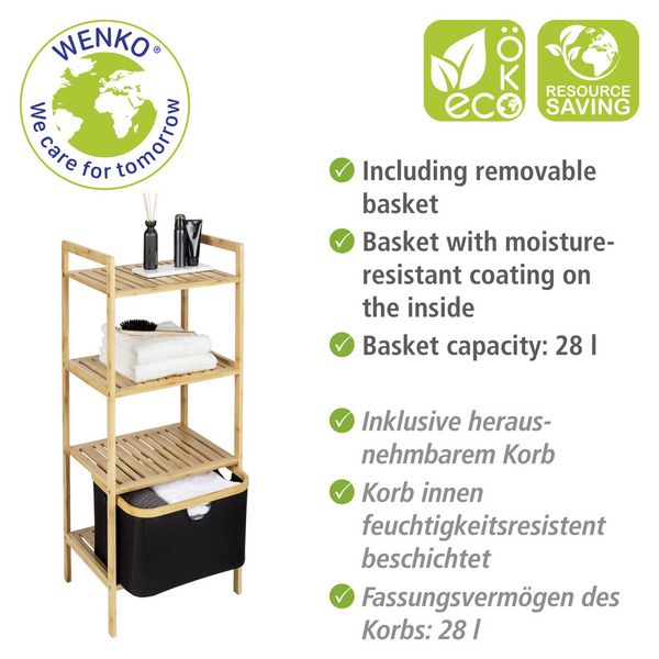 Produktbild: Regal mit 3 Etagen Mod. Ecori,  Bambus, recyceltes Polyester